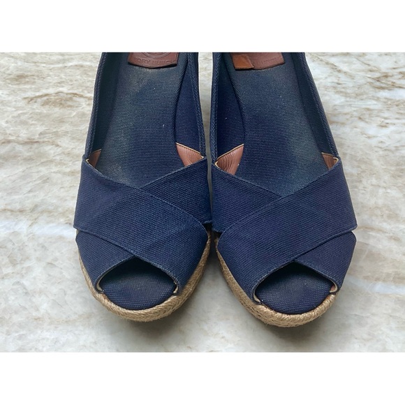 Tory Burch Filipa Navy canvas wedge espadrills, size 8/9 (see details) - Picture 9 of 9